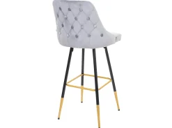 Taburete de bar MCW-E70 (set de 2) terciopelo, gris