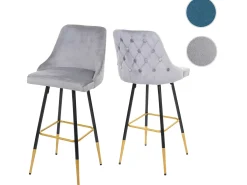 Taburete de bar MCW-E70 (set de 2) terciopelo, gris