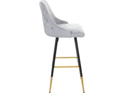 Taburete de bar MCW-E70 (set de 2) terciopelo, gris