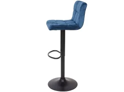 Taburete de bar MCW-G87 (juego de 2), terciopelo azul petróleo, base negra