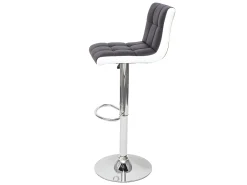 Taburete de bar MCW-G87 (juego de 2), imitación de cuero blanco-negro, base cromada