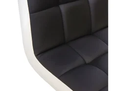 Taburete de bar MCW-G87 (juego de 2), imitación de cuero blanco-negro, base cromada
