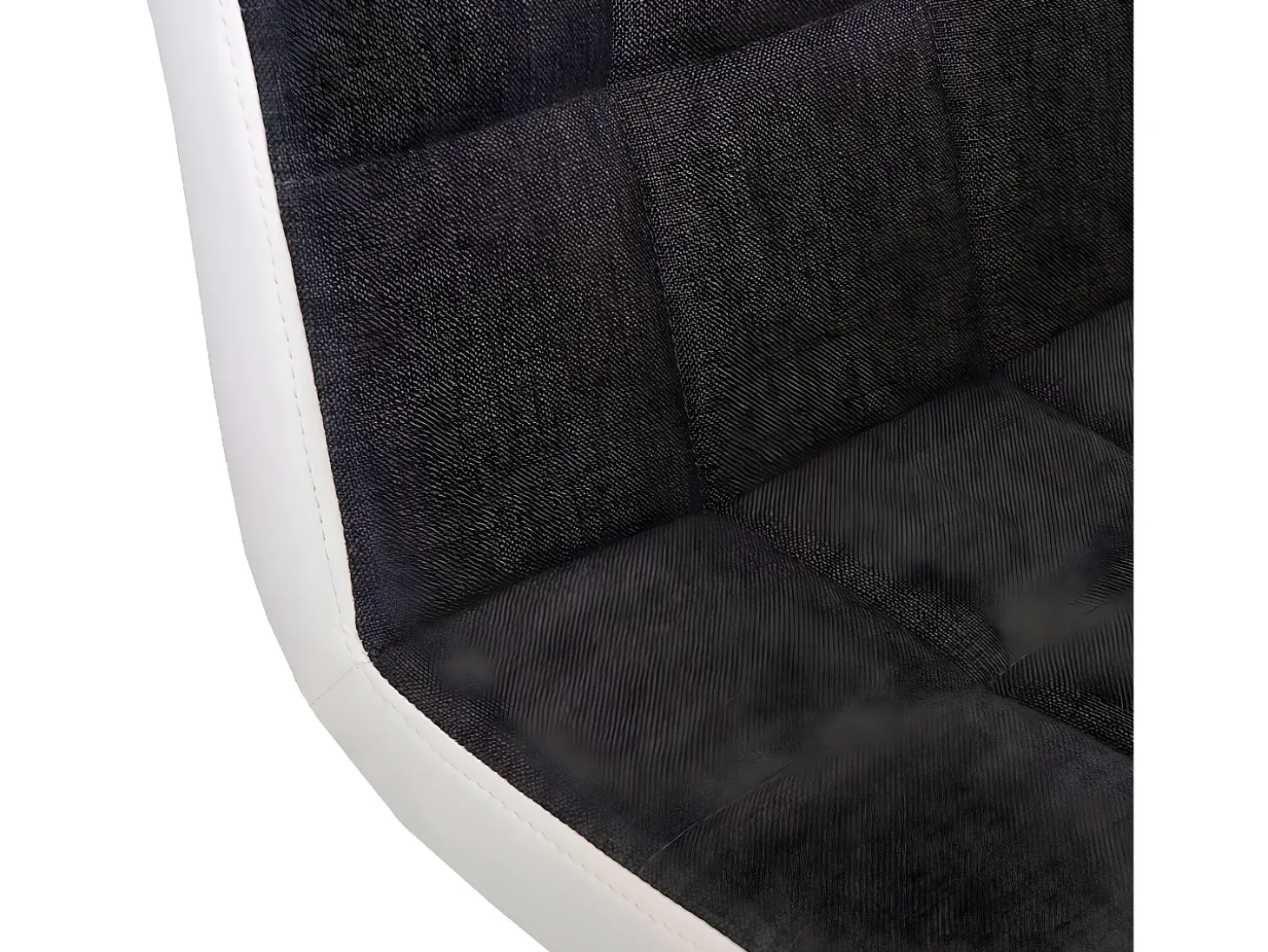 Taburete de bar MCW-G87 (juego de 2), tela/textil gris oscuro + polipiel blanca, base cromada