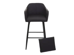 Taburete de bar MCW-H93, imitación de cuero negro