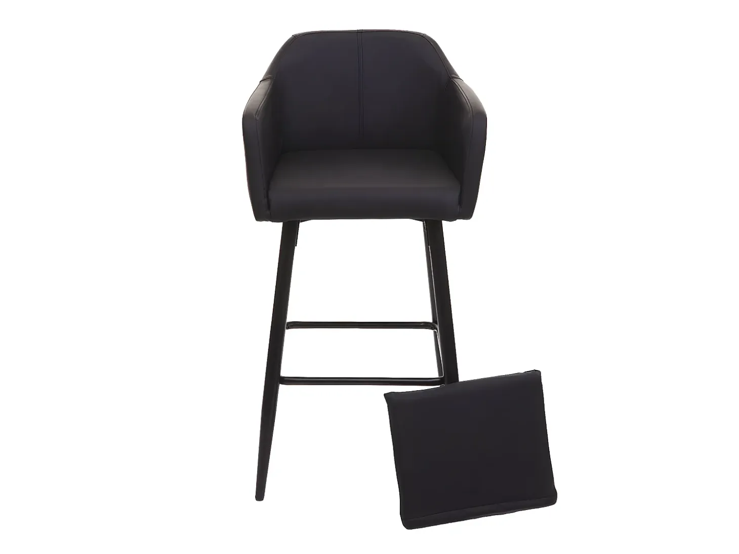 Taburete de bar MCW-H93, imitación de cuero negro
