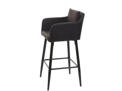 Taburete de bar MCW-H93, imitación de cuero negro