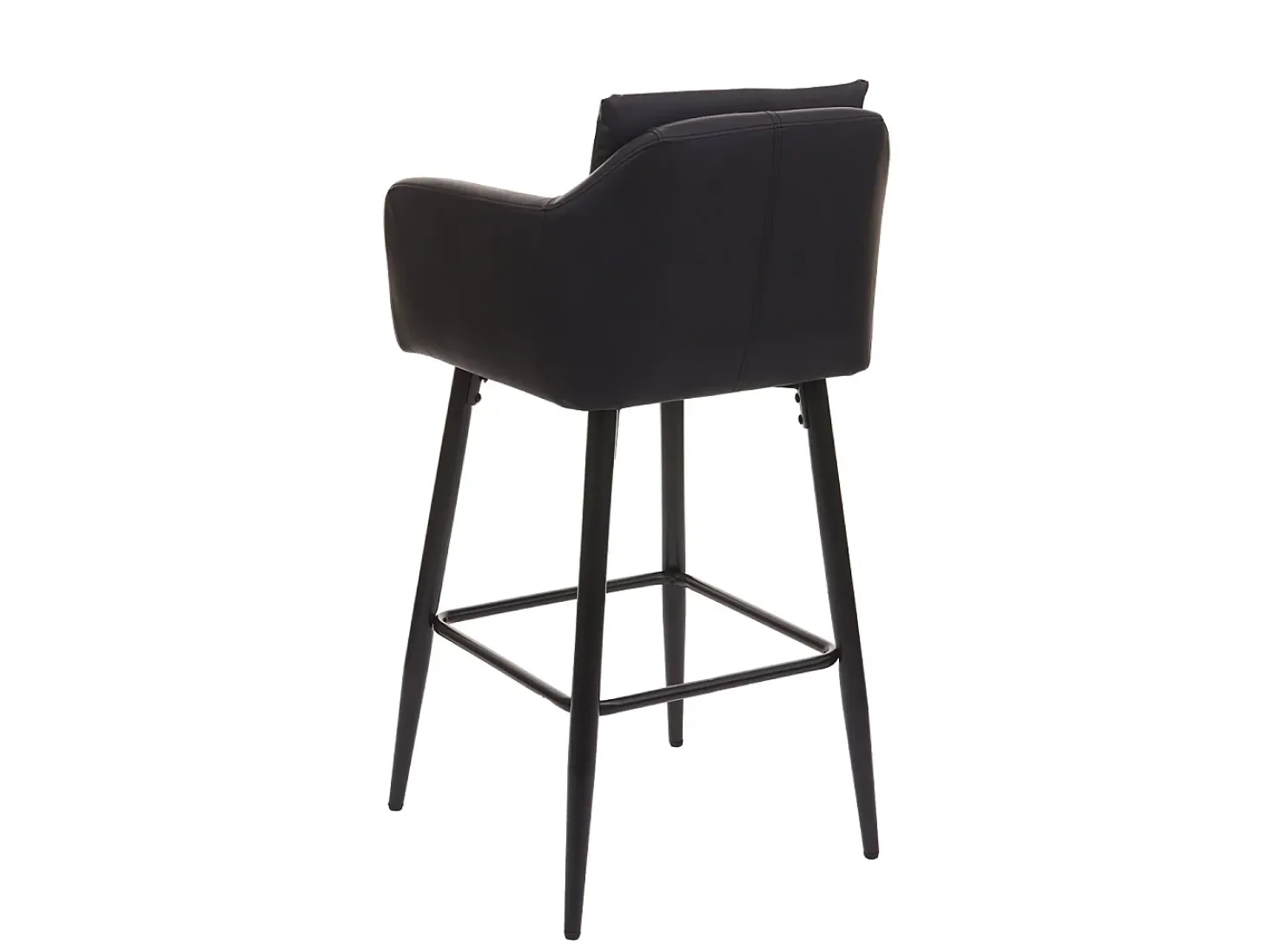 Taburete de bar MCW-H93, imitación de cuero negro