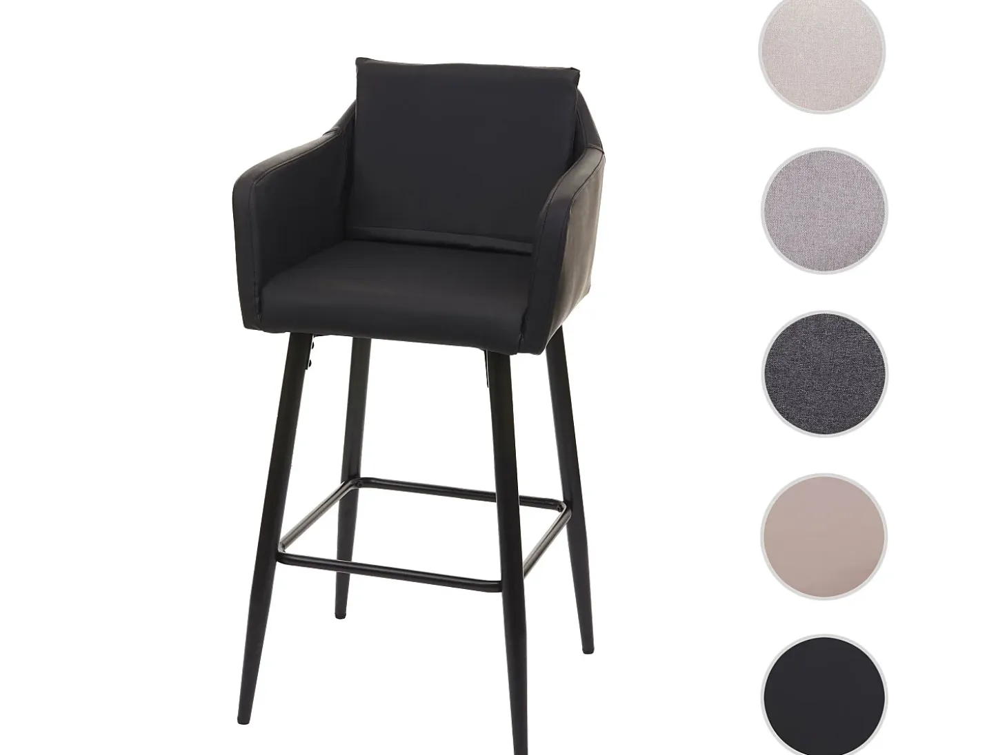 Taburete de bar MCW-H93, imitación de cuero negro