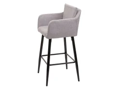 Taburete de bar MCW-H93, tela/textil gris claro