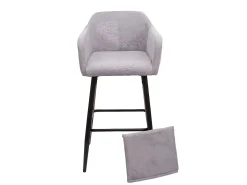 Taburete de bar MCW-H93, tela/textil gris claro