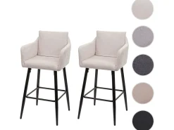 Taburete de bar MCW-H93 (juego de 2), tela/textil crema-beige