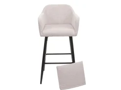 Taburete de bar MCW-H93 (juego de 2), tela/textil crema-beige