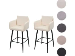 Taburete de bar MCW-H93 (juego de 2), imitación de cuero crema-beige