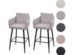 Taburete de bar MCW-H93 (juego de 2), tela/textil gris claro