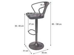Taburete de bar MCW-H10b (juego de 2), vintage negro-crema
