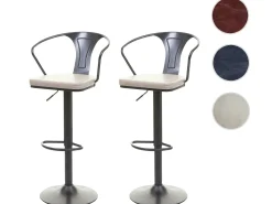 Taburete de bar MCW-H10b (juego de 2), vintage negro-crema