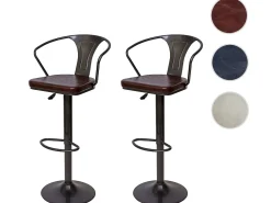 Taburete de bar MCW-H10b (juego de 2), vintage negro-marrón