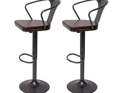 Taburete de bar MCW-H10b (juego de 2), vintage negro-marrón