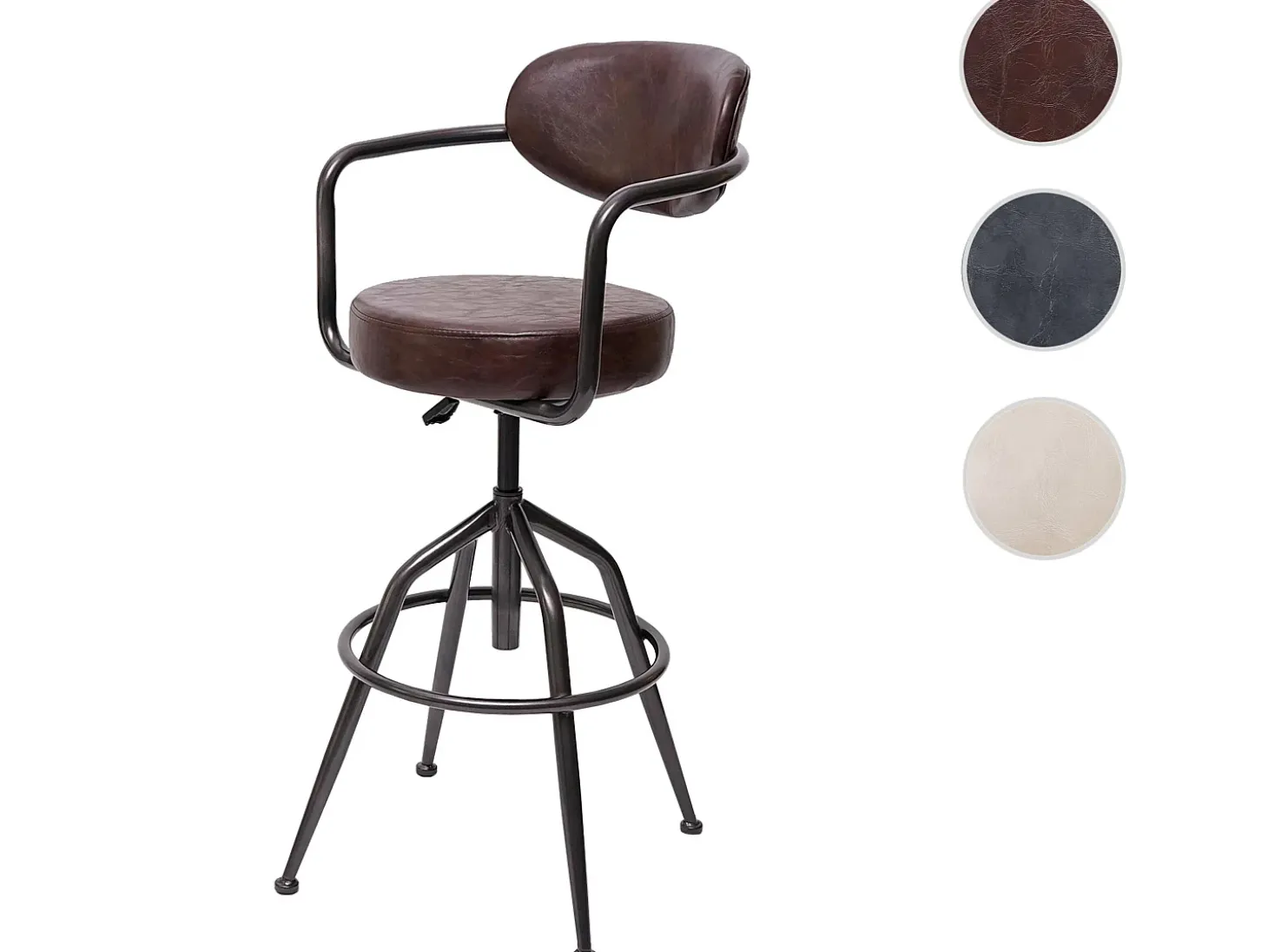 Taburete de bar MCW-H10f, vintage marrón