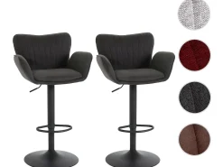 Taburete de bar MCW-M67 (juego de 2), gris oscuro pie negro