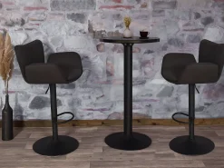 Taburete de bar MCW-M67 (juego de 2), marrón oscuro pie negro