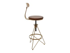 Taburete de bar MCW-N18 (juego de 2), marrón, estructura dorada