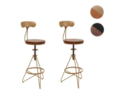 Taburete de bar MCW-N18 (juego de 2), marrón, estructura dorada