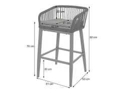 Taburete de bar MCW-O22 (juego de 2), gris claro, cojín gris claro