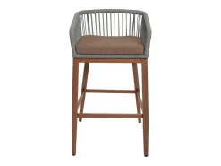 Taburete de bar MCW-O22 (juego de 2), gris claro, cojín topo