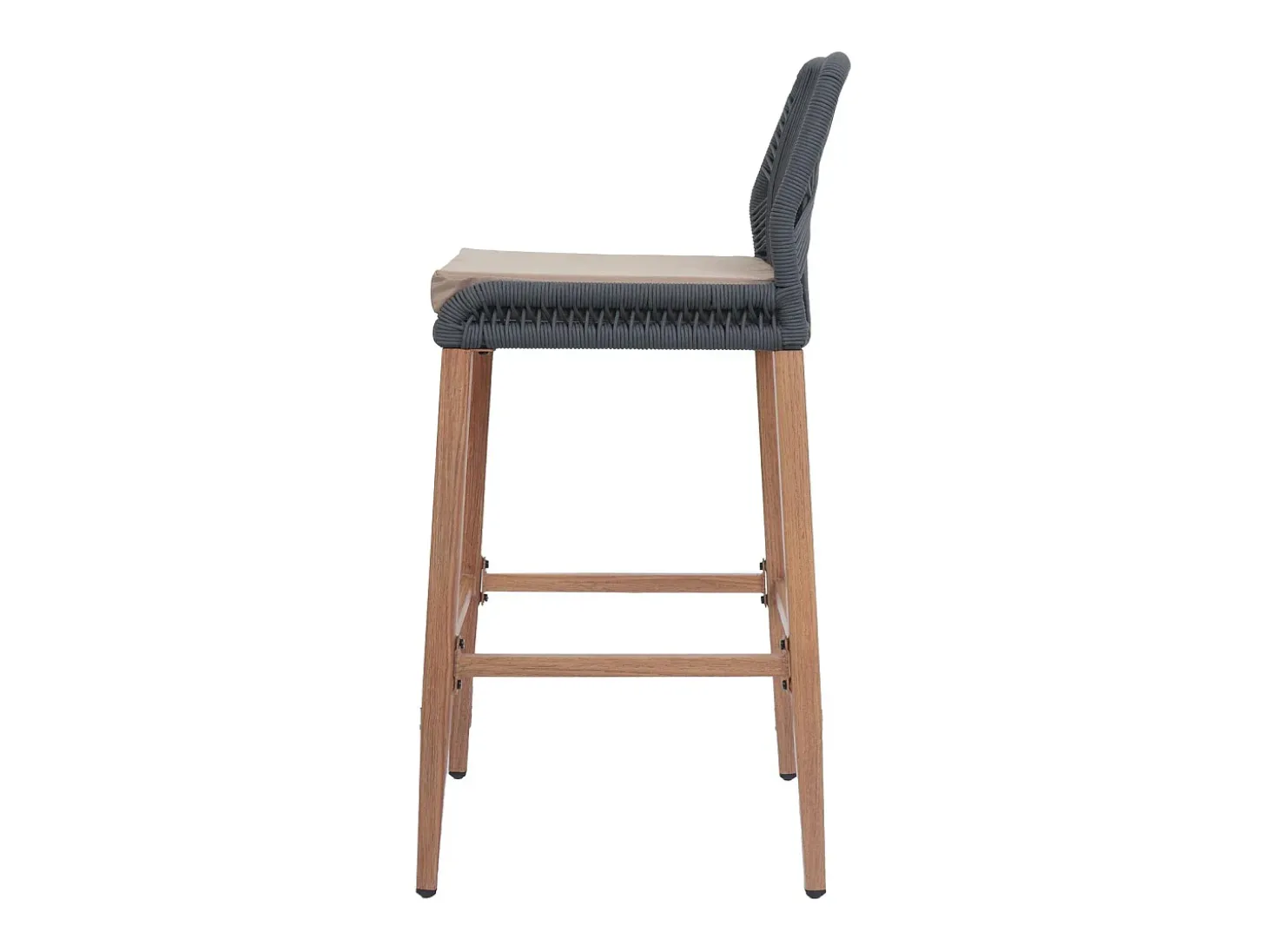 Taburete de bar MCW-O21 (set de 2), antracita, cojín topo