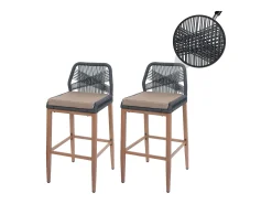 Taburete de bar MCW-O21 (set de 2), antracita, cojín topo