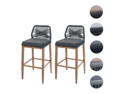 Taburete de bar MCW-O21 (set de 2), antracita, cojín gris oscuro