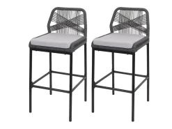 Taburete de bar MCW-O21 (set de 2), antracita, cojín gris claro