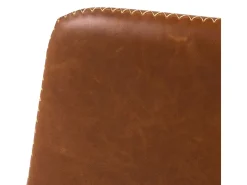 Taburete de bar Oregon con pie de trompeta, costuras en contraste beige, marrón, negro.