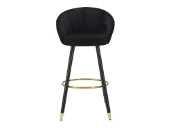 Taburete de bar para cocina en terciopelo con patas de madera negras y doradas h80cm Prague - Negro