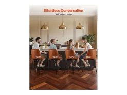 Taburete de Bar SucceBuy, Lote de 2, Silla de Bar Moderna en Piel de PU, Asiento de Cocina Giratorio, 68.6 cm de Alto, con Respaldo Y Pies en Metal, Marrón