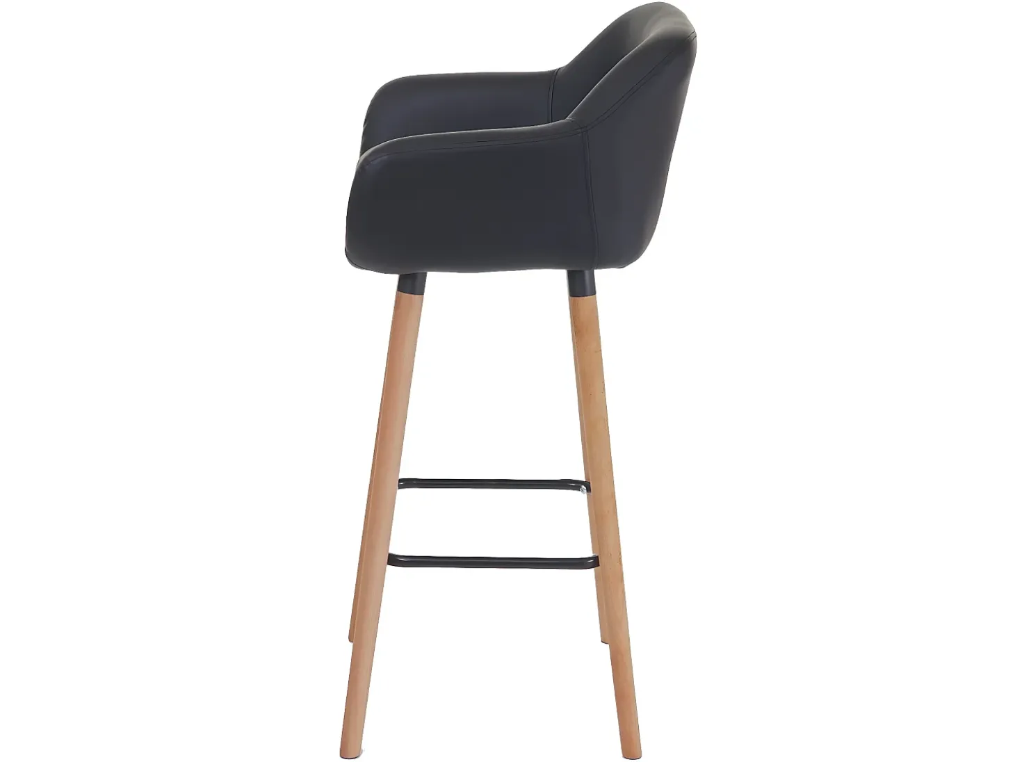 Taburete de bar Vaasa T381, imitación de cuero, negro