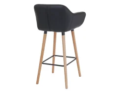 Taburete de bar Vaasa T381, imitación de cuero, negro