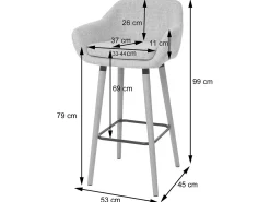 Taburete de bar Vaasa T381, imitación de cuero, negro