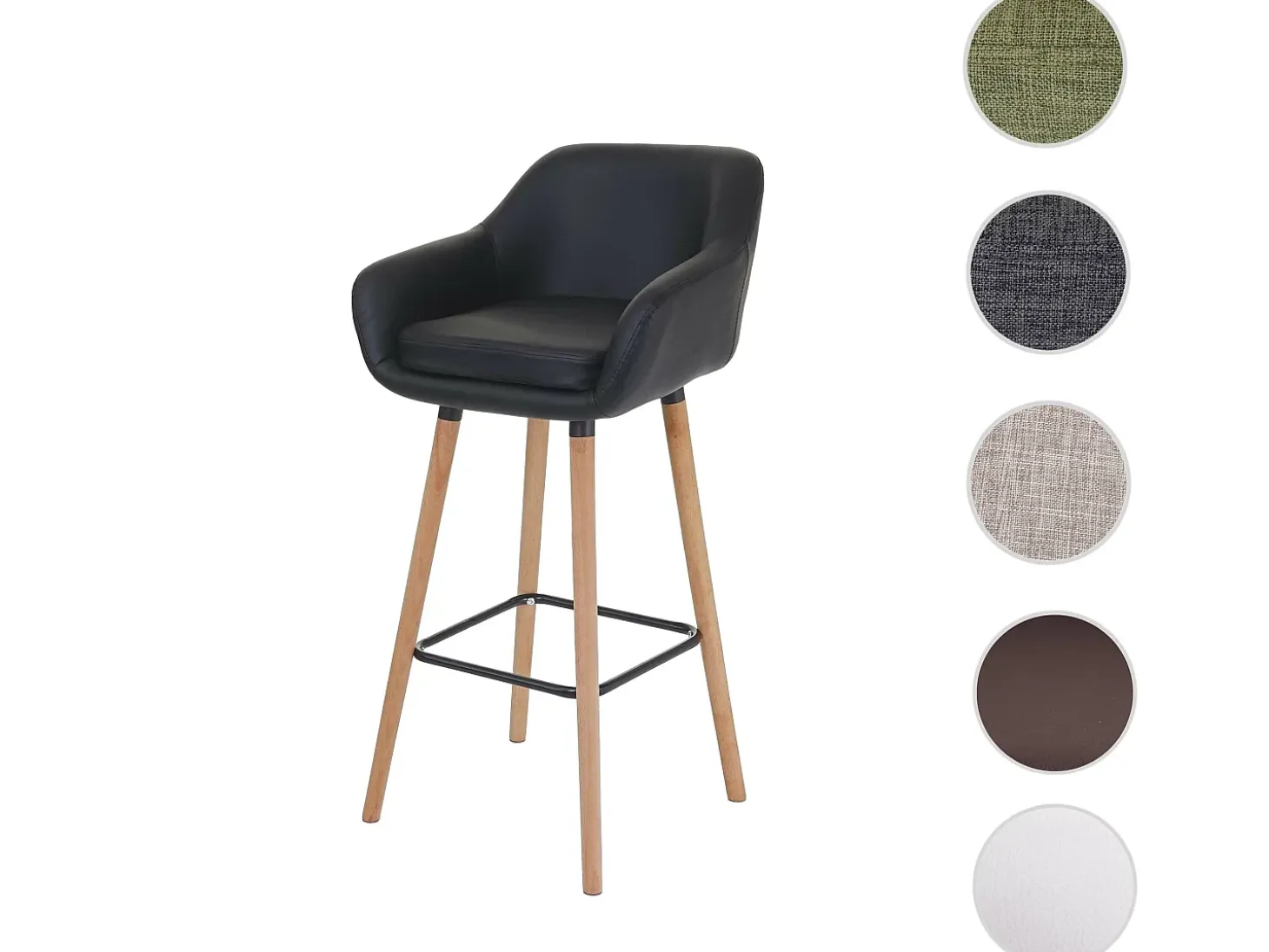 Taburete de bar Vaasa T381, imitación de cuero, negro