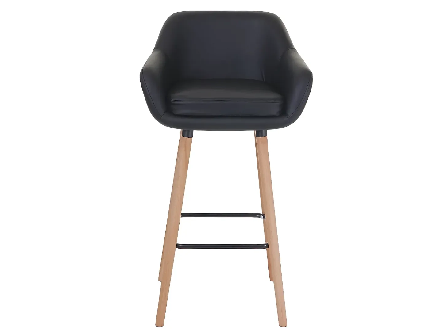 Taburete de bar Vaasa T381, imitación de cuero, negro