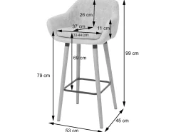 Taburete de bar Vaasa T381, imitación de cuero, blanco