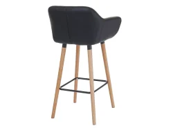 Taburete de bar Vaasa T381 (set de 2), polipiel, negro