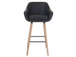 Taburete de bar Vaasa T381 (set de 2), polipiel, negro