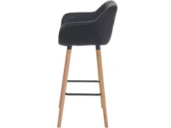 Taburete de bar Vaasa T381 (set de 2), polipiel, negro