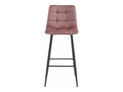 Taburete de bar Valora TEOTO de terciopelo rosa oscuro con patas de acero negro x1