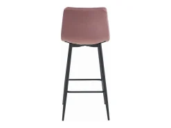 Taburete de bar Valora TEOTO de terciopelo rosa oscuro con patas de acero negro x1
