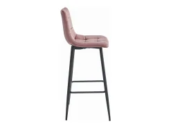 Taburete de bar Valora TEOTO de terciopelo rosa oscuro con patas de acero negro x1