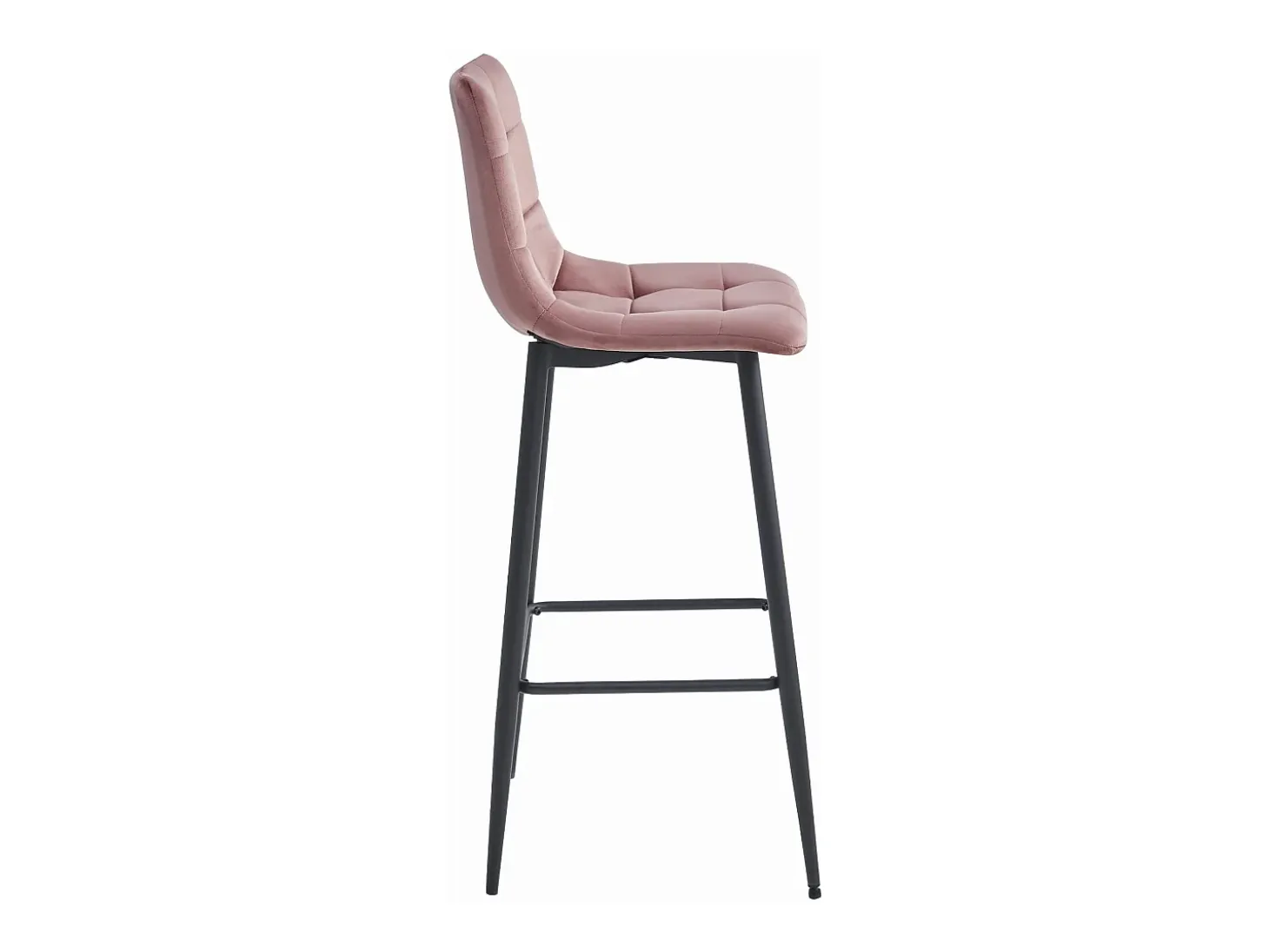 Taburete de bar Valora TEOTO de terciopelo rosa oscuro con patas de acero negro x1
