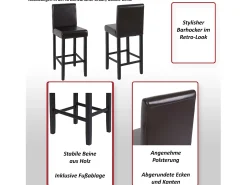 Taburete de bar Vicenza (set de 2), marrón, patas oscuras